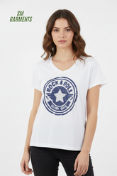 VENCA WOMENS FRONT PRINT T-SHIRT